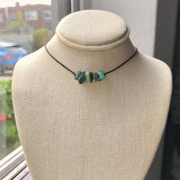 Handmade Jewelry - African Turquoise Chips Chips Bar Necklace/Choker